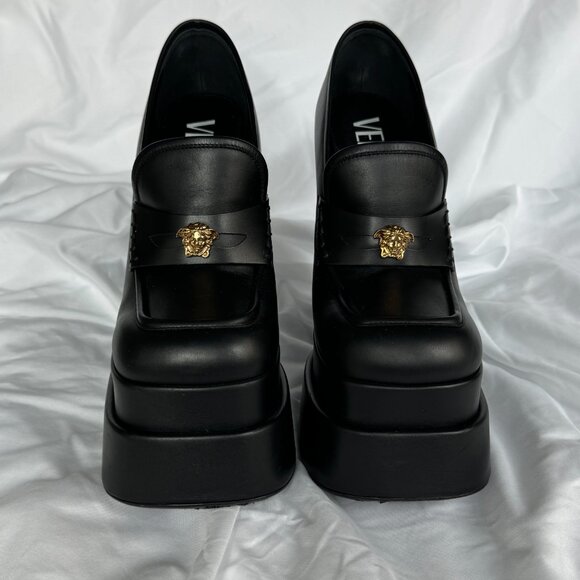 Versace Black Platform Loafers - Picture 6 of 8
